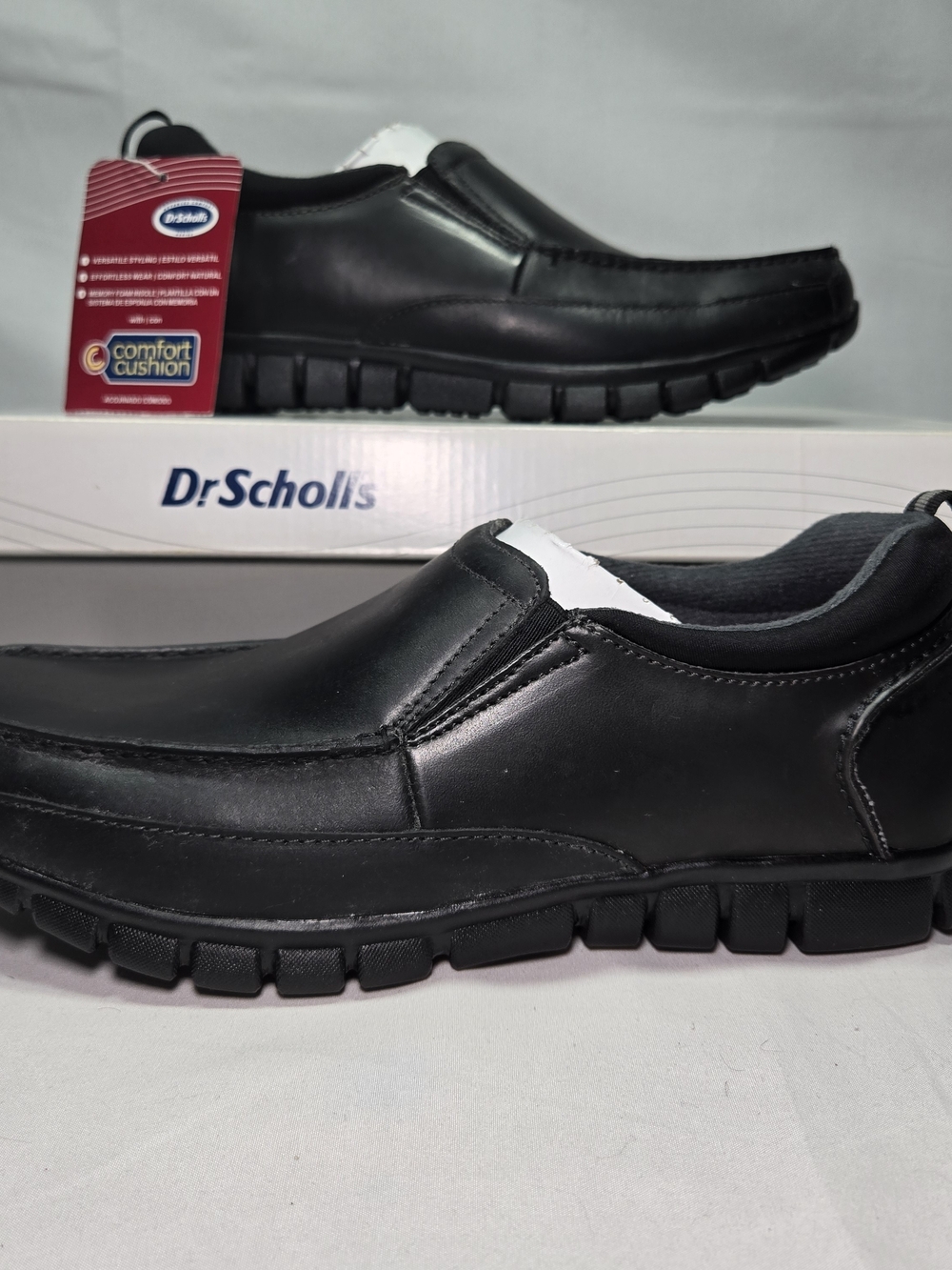 NEW Dr Scholls Men’s Connor Size 9.5 Black Leather Loafer Slip On